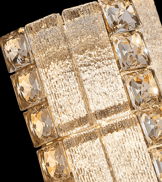 Oversized Multi - layers Luxury Gold Crystal Chandelier For Large Foyer/Hallway/Entryway - Wall Light/W3.94"*D3.94"*H15.75"Warm LightCyranlamps