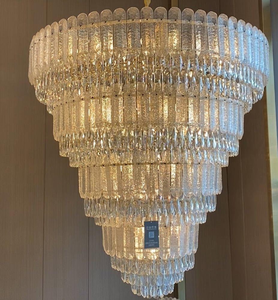 Oversized Multi - layers Luxury Gold Crystal Chandelier For Large Foyer/Hallway/Entryway - D39.4"*H59.1"/86kgWarm LightCyranlamps