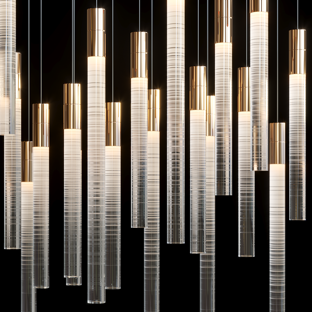 Frosted Tube Cluster Chandelier