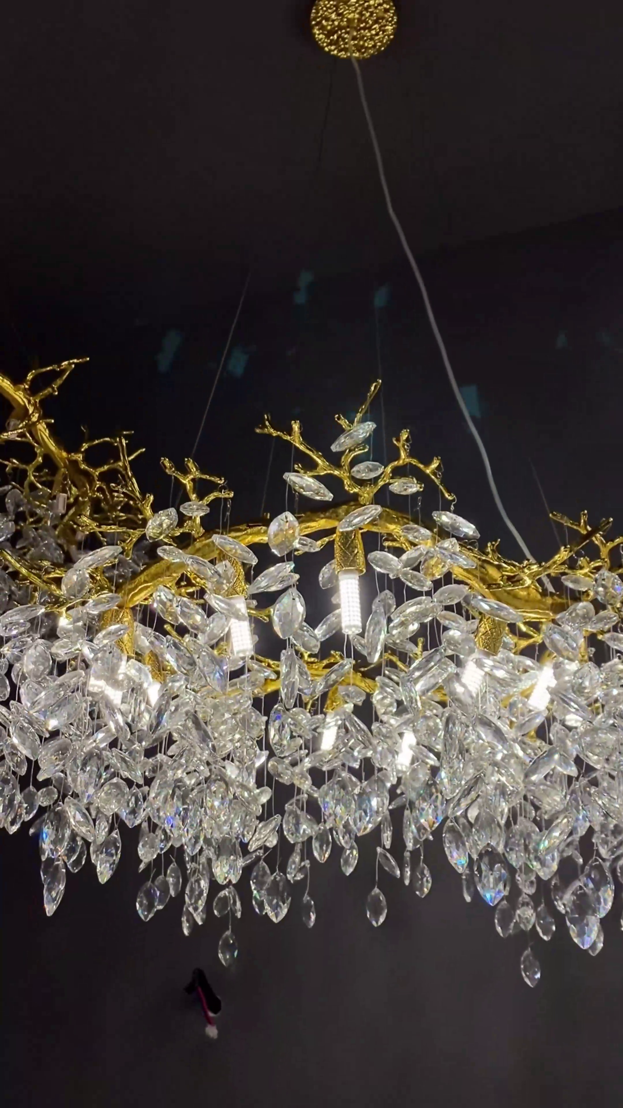 Luxury Ring Branch Crystal Leaves Chandelier for Living Room Bedroom and Bathroom
