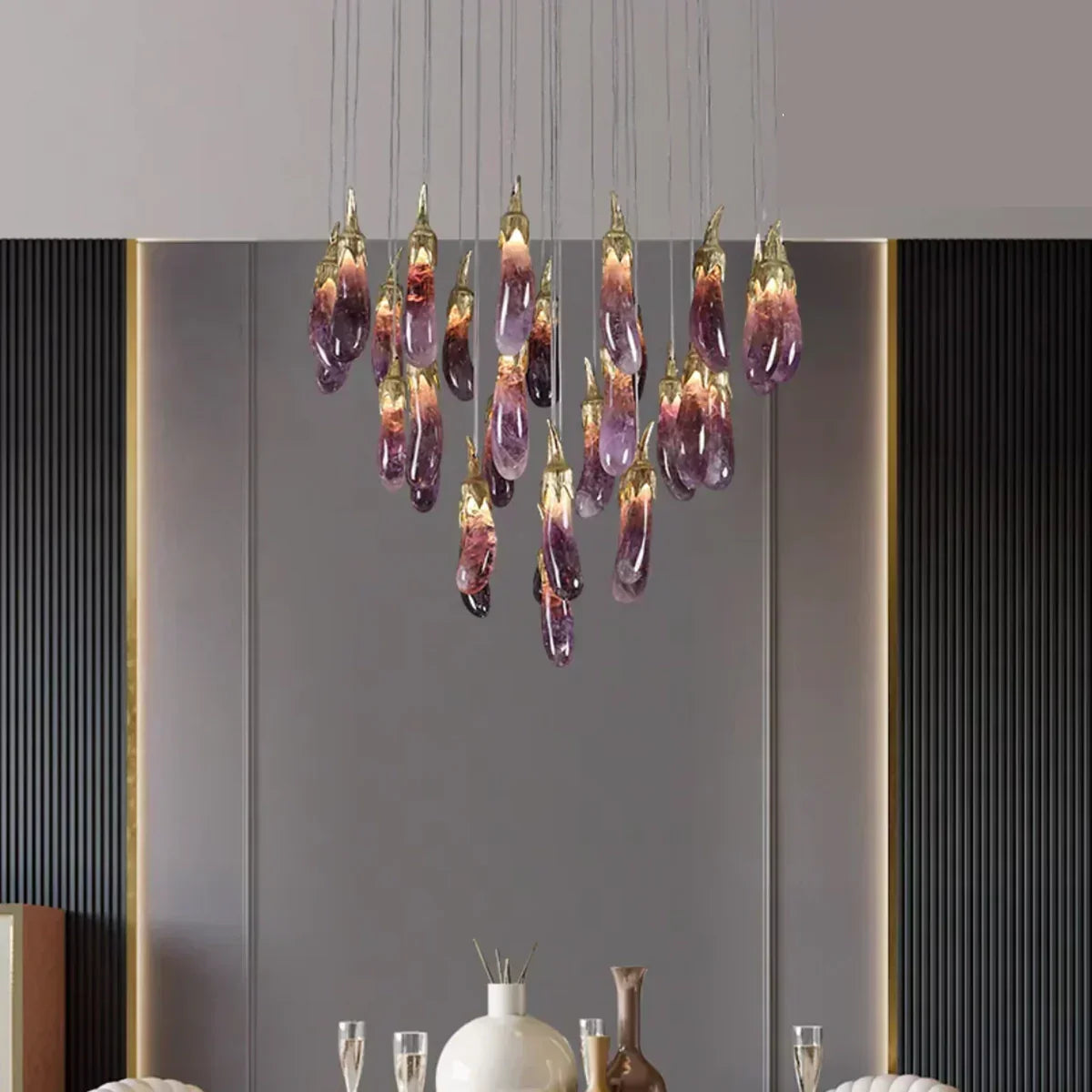 Eggplant-shaped Chandelier Purple Color - Yovalighting