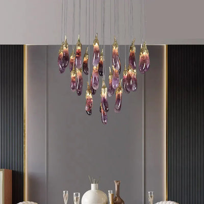Eggplant-shaped Chandelier Purple Color - Yovalighting