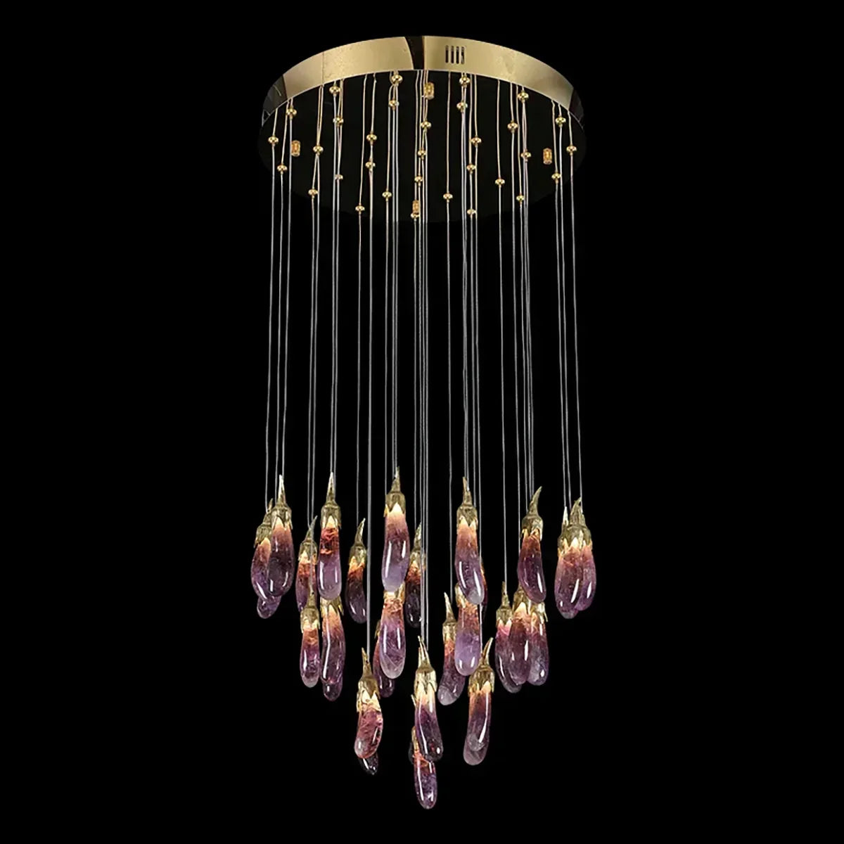 Eggplant-shaped Chandelier Purple Color - Yovalighting