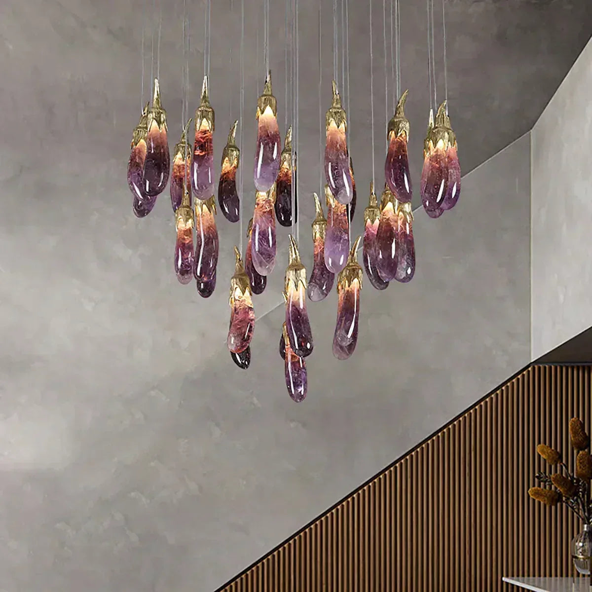 Eggplant-shaped Chandelier Purple Color - Yovalighting