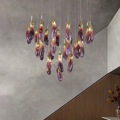 Eggplant-shaped Chandelier Purple Color - Yovalighting