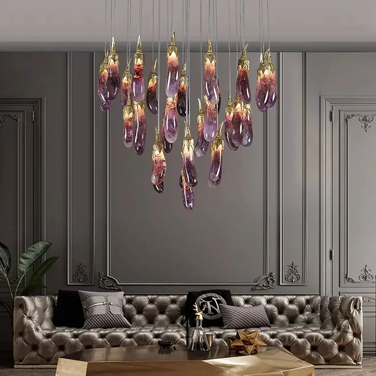 Eggplant-shaped Chandelier Purple Color - Yovalighting