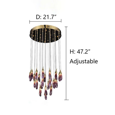 Eggplant-shaped Chandelier Purple Color - Yovalighting