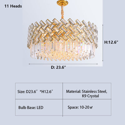 Post-modern Light Luxury Fence Crystal Chandelier Suit for Living/Dining Room