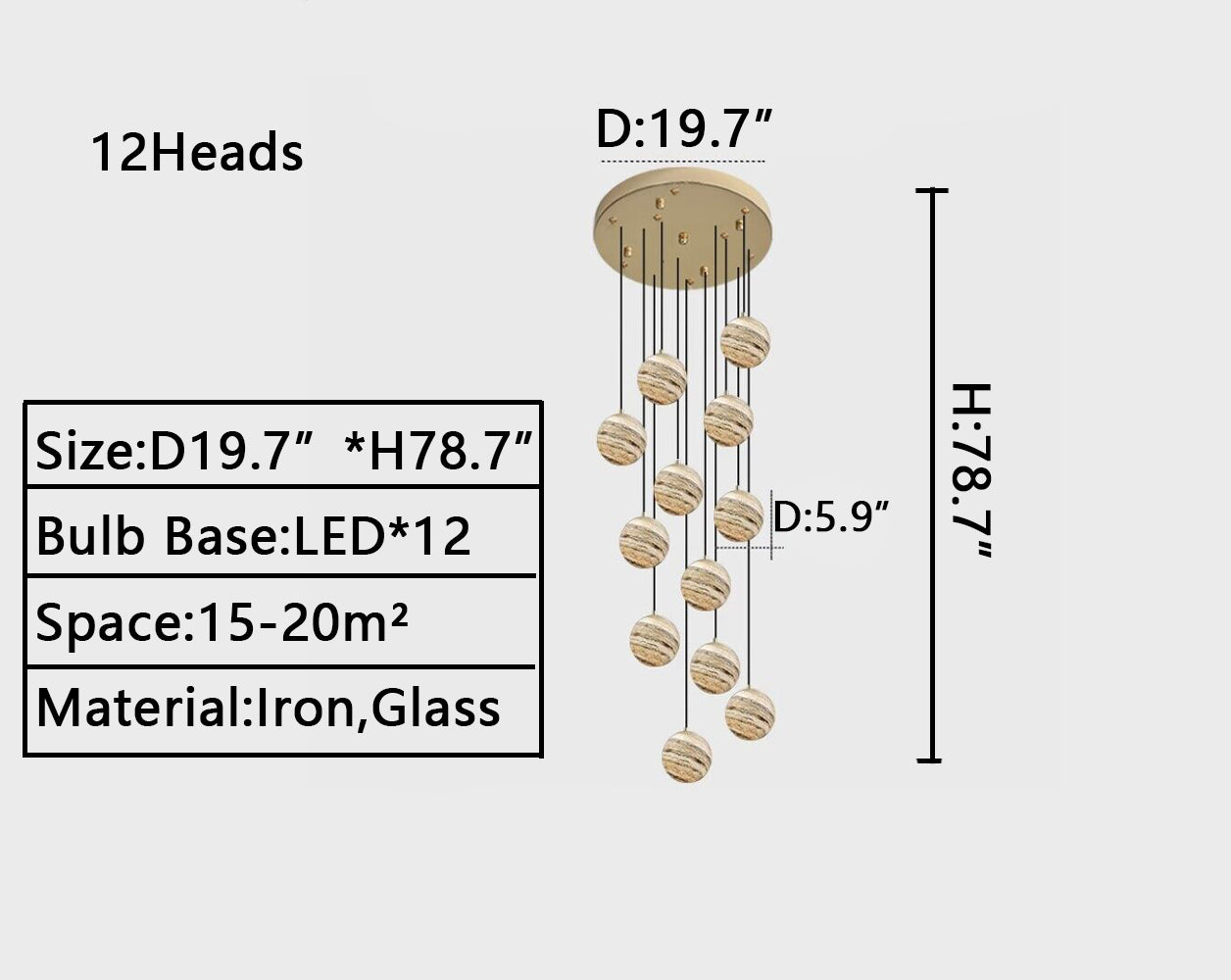 Nordic Planet Creative Long Ball Pendant Chandelier Staircase Foyer - Yovalighting