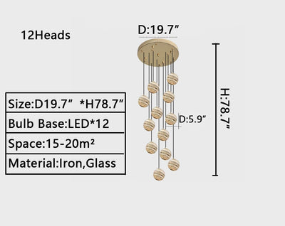 Nordic Planet Creative Long Ball Pendant Chandelier Staircase Foyer - Yovalighting