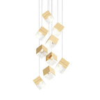 1/3/6/9 - Light Multi Glass Ice Cube Metallic Staircase Chandelier - Cyran Lamps