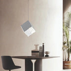 1/3/6/9 - Light Multi Glass Ice Cube Metallic Staircase Chandelier - Cyran Lamps