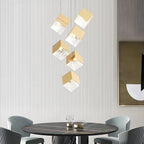 1/3/6/9 - Light Multi Glass Ice Cube Metallic Staircase Chandelier - Cyran Lamps