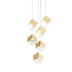 1/3/6/9 - Light Multi Glass Ice Cube Metallic Staircase Chandelier - Cyran Lamps