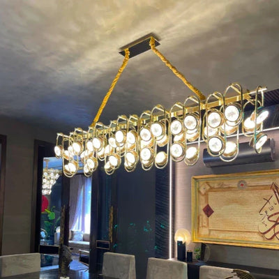 Modern Rectangular Crystal Chandelier for Dining Room
