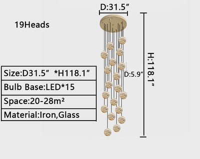 Nordic Planet Creative Long Ball Pendant Chandelier Staircase Foyer - Yovalighting