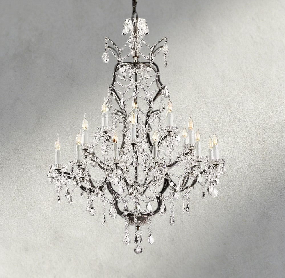 19th C. Rococo Iron & Crystal Round Chandelier 18", 28", 33", 40", 60", 101" - Cyran Lamps
