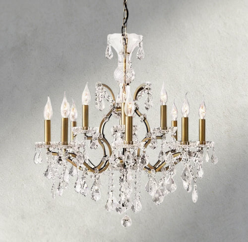 19th C. Rococo Iron & Crystal Round Chandelier 18", 28", 33", 40", 60", 101" - Cyran Lamps