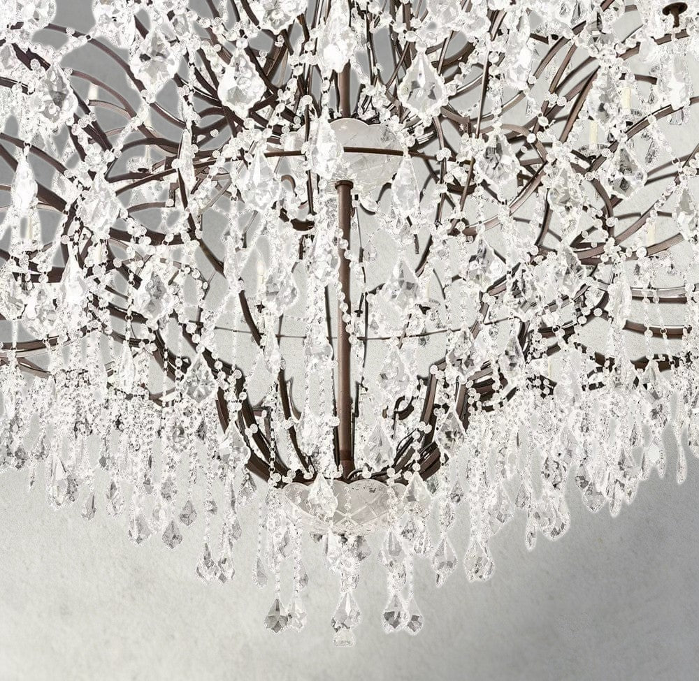 19th C. Rococo Iron & Crystal Round Chandelier 18", 28", 33", 40", 60", 101" - Cyran Lamps