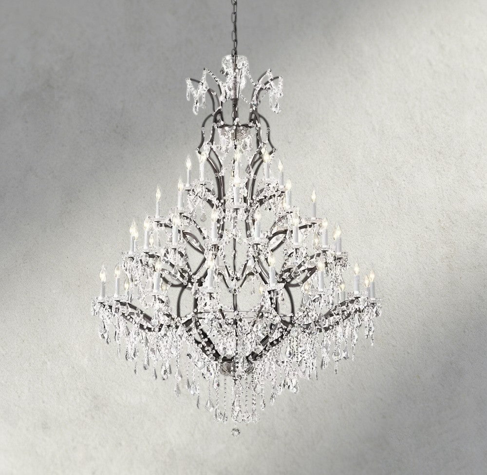 19th C. Rococo Iron & Crystal Round Chandelier 18", 28", 33", 40", 60", 101" - Cyran Lamps