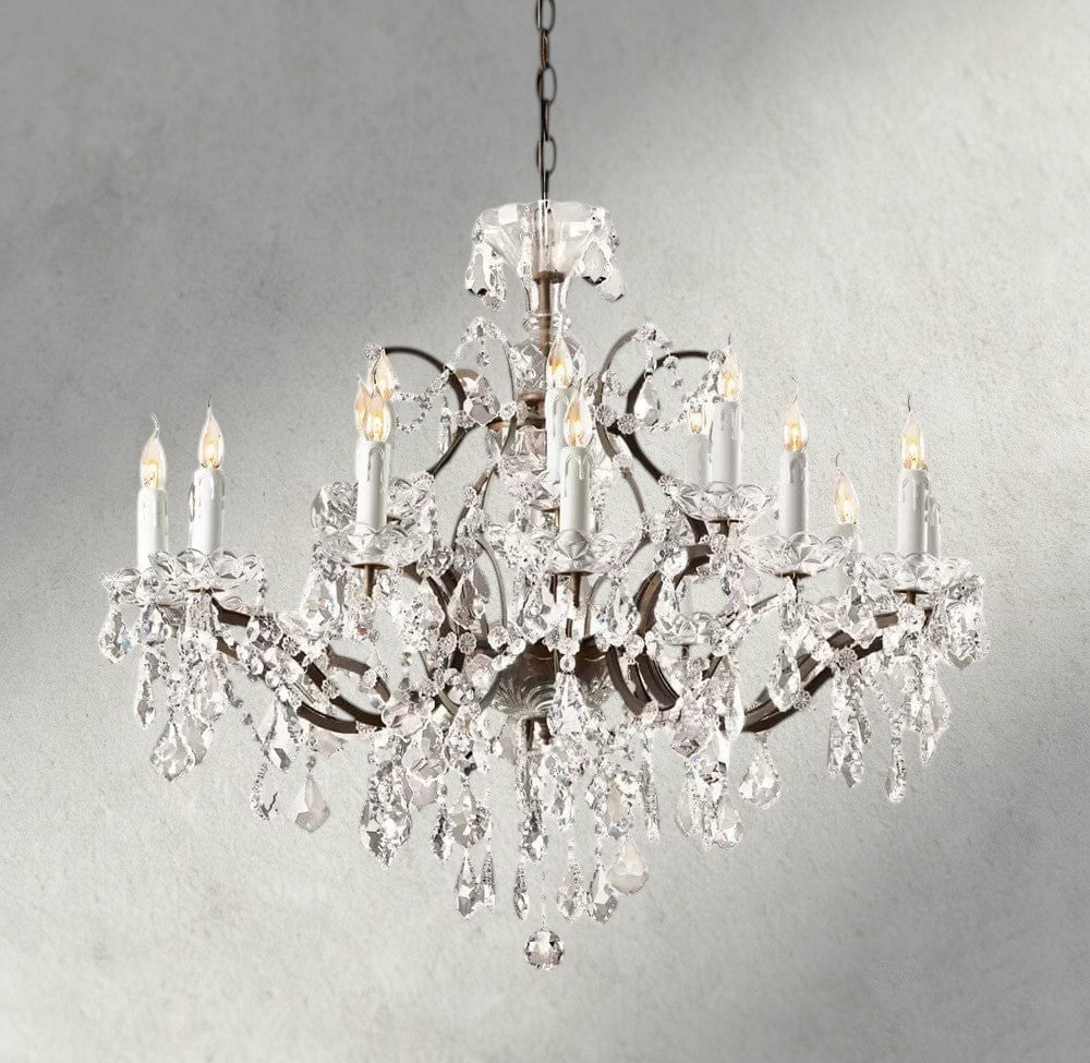 19th C. Rococo Iron & Crystal Round Chandelier 18", 28", 33", 40", 60", 101" - Cyran Lamps
