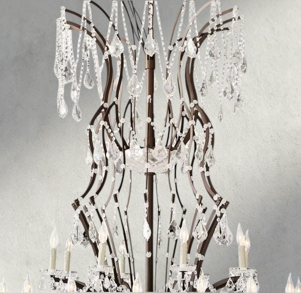 19th C. Rococo Iron & Crystal Round Chandelier 18", 28", 33", 40", 60", 101" - Cyran Lamps
