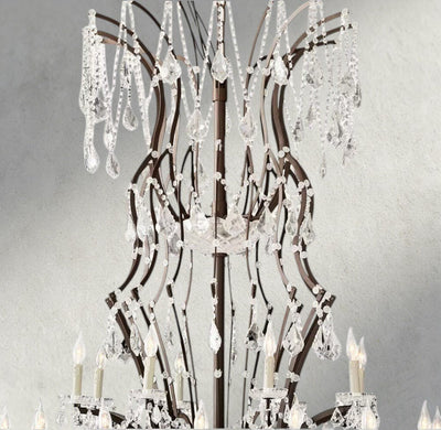 19th C. Rococo Iron & Crystal Round Chandelier 18", 28", 33", 40", 60", 101" - Cyran Lamps