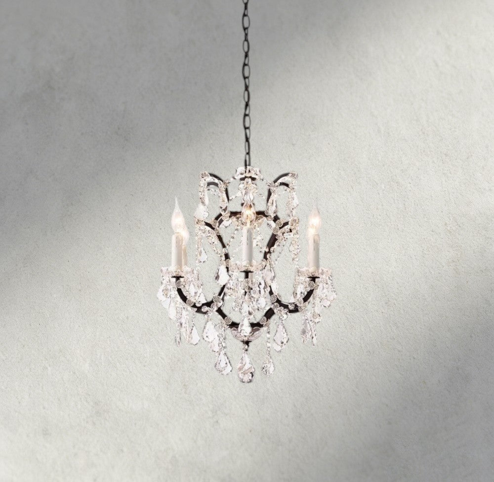 19th C. Rococo Iron & Crystal Round Chandelier 18", 28", 33", 40", 60", 101" - Cyran Lamps