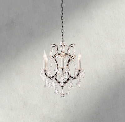 19th C. Rococo Iron & Crystal Round Chandelier 18", 28", 33", 40", 60", 101" - Cyran Lamps