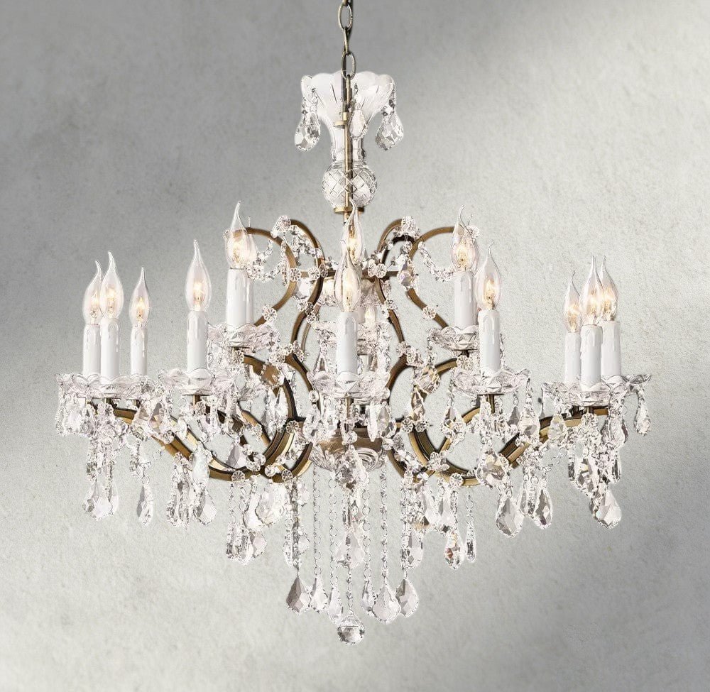 19th C. Rococo Iron & Crystal Round Chandelier 18", 28", 33", 40", 60", 101" - Cyran Lamps
