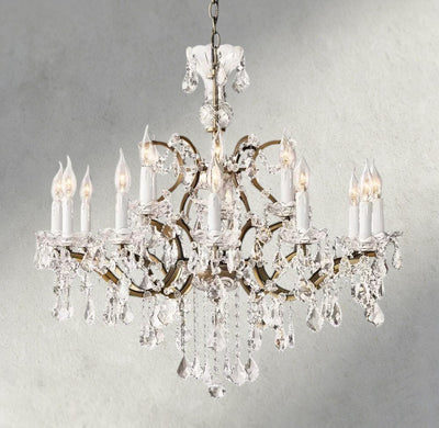 19th C. Rococo Iron & Crystal Round Chandelier 18", 28", 33", 40", 60", 101" - Cyran Lamps