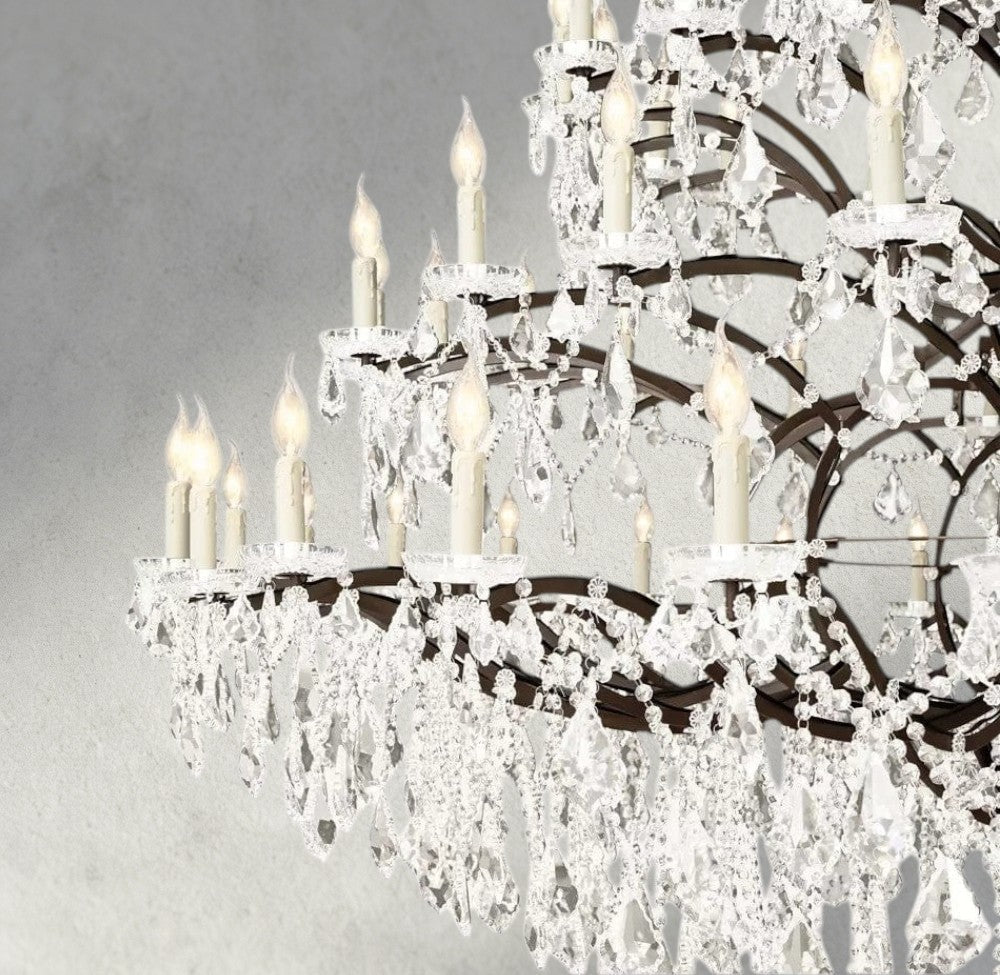 19th C. Rococo Iron & Crystal Round Chandelier 18", 28", 33", 40", 60", 101" - Cyran Lamps