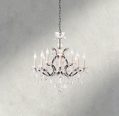 19th C. Rococo Iron & Crystal Round Chandelier 18", 28", 33", 40", 60", 101" - Cyran Lamps