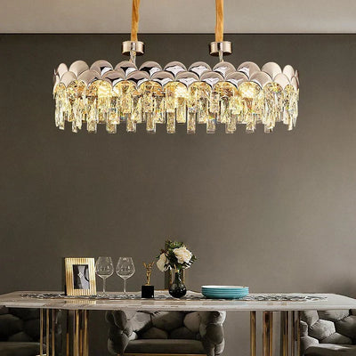Modern Fish Scale Tiered Crystal Pendant Chandelier Suit for Living Room & Bedroom