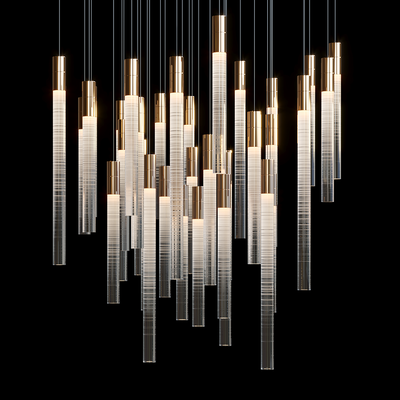 Frosted Tube Cluster Chandelier