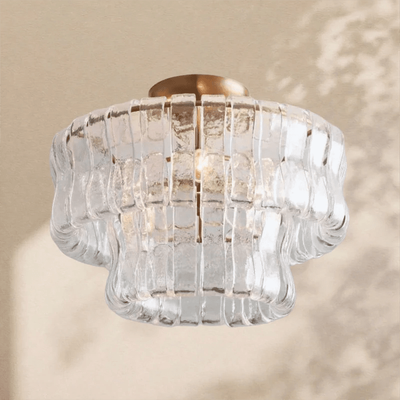2 - Tier Ghiaccio Glass Round Flushmount 18" - Cyran Lamps
