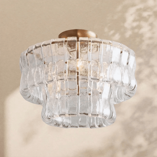 2 - Tier Ghiaccio Glass Round Flushmount 18" - Cyran Lamps