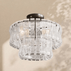 2 - Tier Ghiaccio Glass Round Flushmount 18" - Cyran Lamps