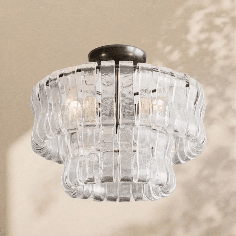 2 - Tier Ghiaccio Glass Round Flushmount 18" - Cyran Lamps
