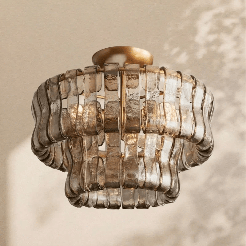 2 - Tier Ghiaccio Glass Round Flushmount 18" - Cyran Lamps