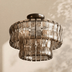 2 - Tier Ghiaccio Glass Round Flushmount 18" - Cyran Lamps