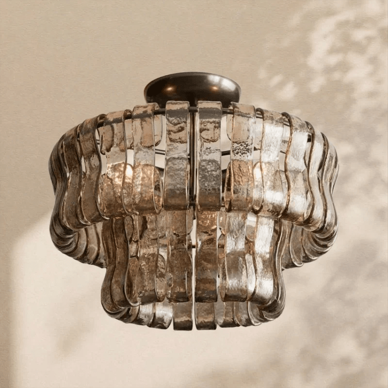 2 - Tier Ghiaccio Glass Round Flushmount 18" - Cyran Lamps