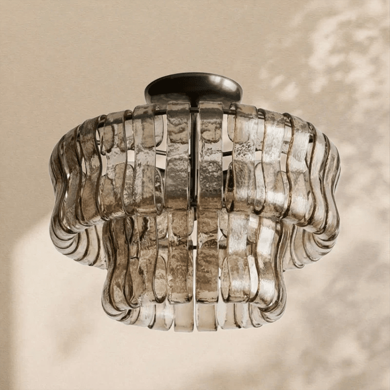2 - Tier Ghiaccio Glass Round Flushmount 18" - Cyran Lamps
