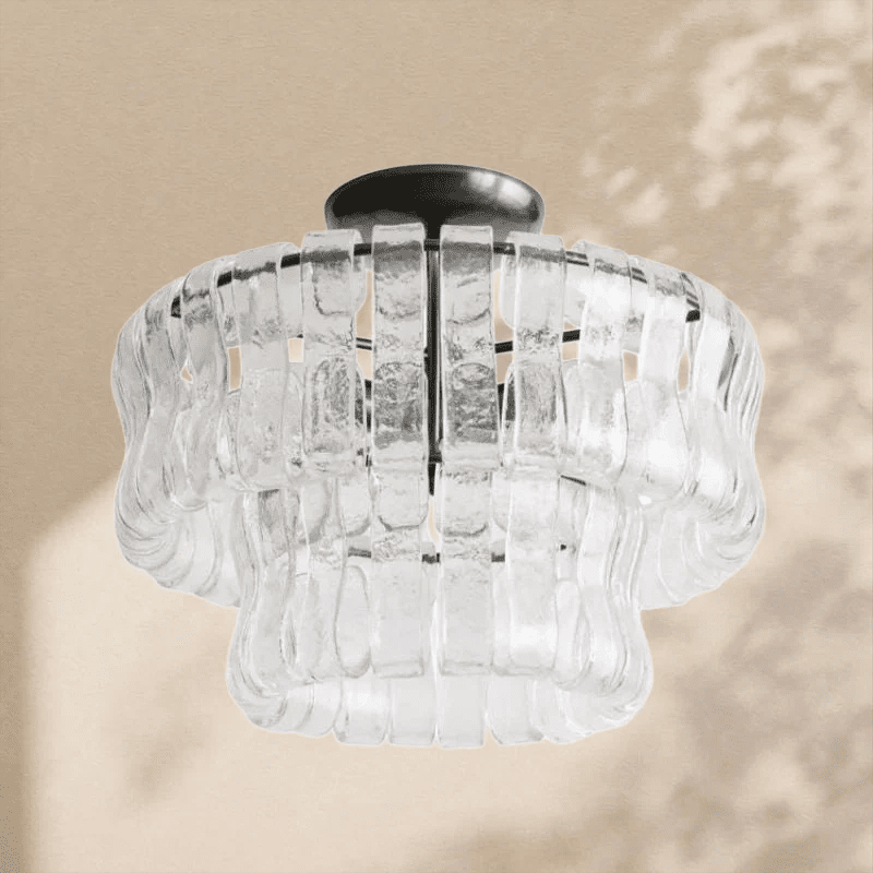 2 - Tier Ghiaccio Glass Round Flushmount 18" - Cyran Lamps
