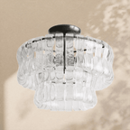 2 - Tier Ghiaccio Glass Round Flushmount 18" - Cyran Lamps