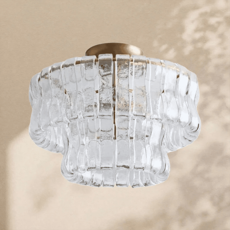 2 - Tier Ghiaccio Glass Round Flushmount 18" - Cyran Lamps