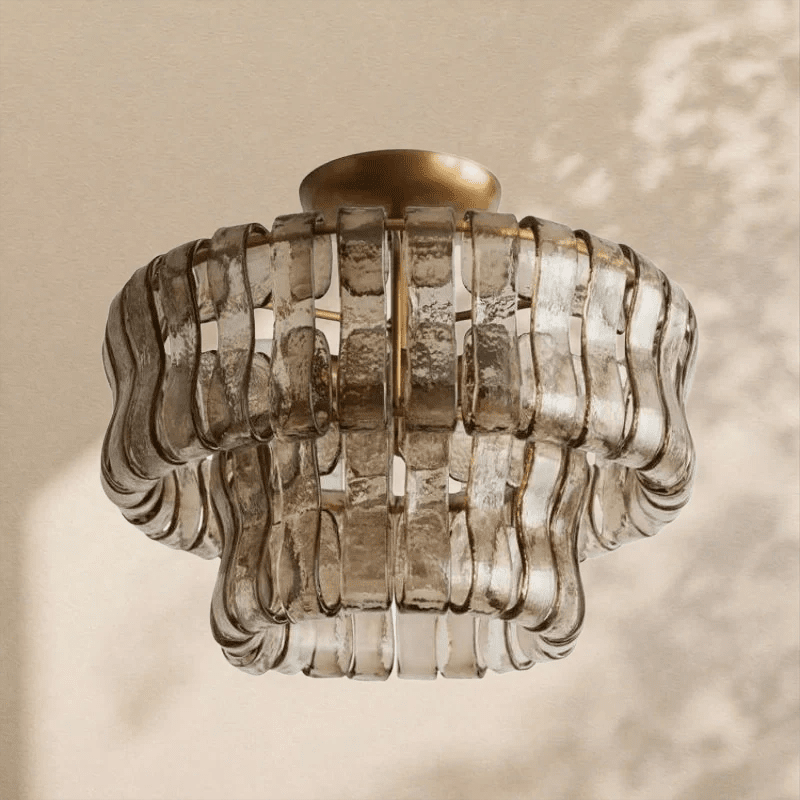 2 - Tier Ghiaccio Glass Round Flushmount 18" - Cyran Lamps