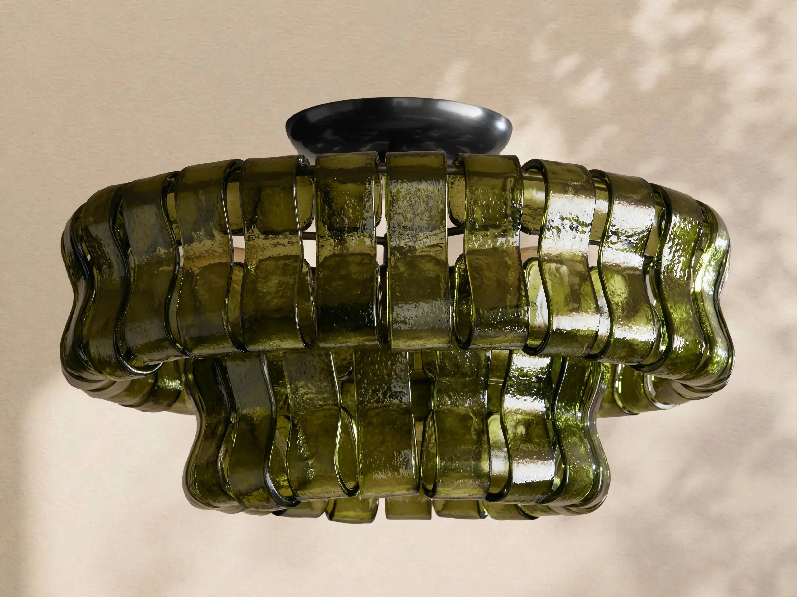 2 - Tier Ghiaccio Glass Round Flushmount 18" - Cyran Lamps