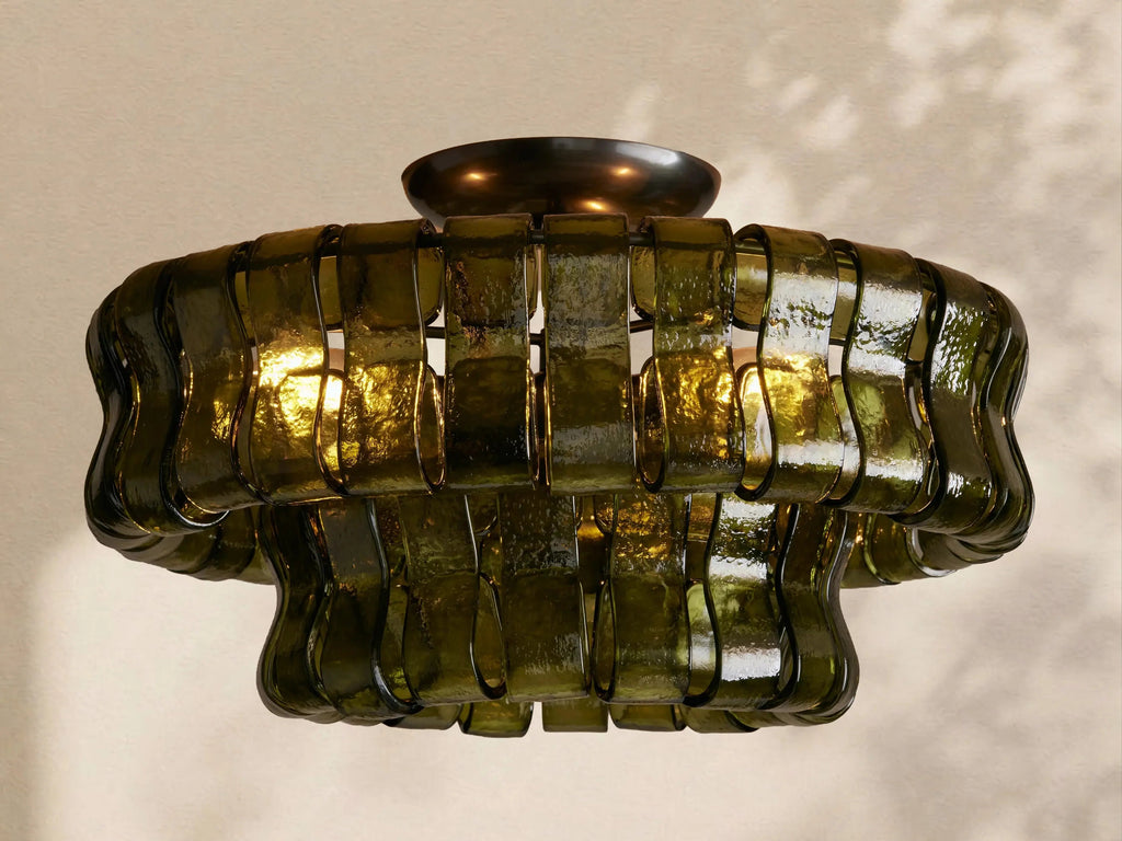 2 - Tier Ghiaccio Glass Round Flushmount 18" - Cyran Lamps