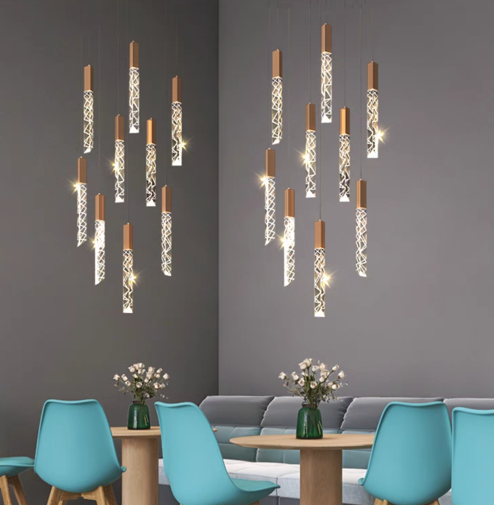 Extra Large Modern K9 Crystal Rod Pendant Long Chandelier for Staircase/Living Room/Foyer